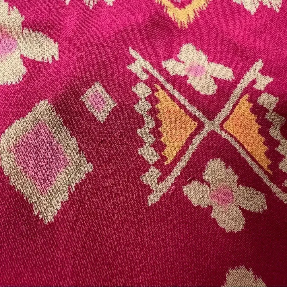 Tory Burch pink printed silk top with cinched sleeves 4